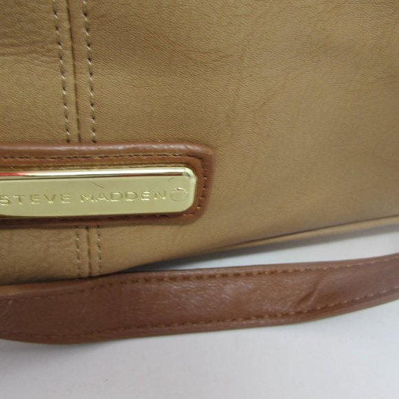 WOMEN LARGE TAN STEVE MADDEN DESIGNER TOTE BAG HANDBAG PURSE! - Picture 2 of 11
